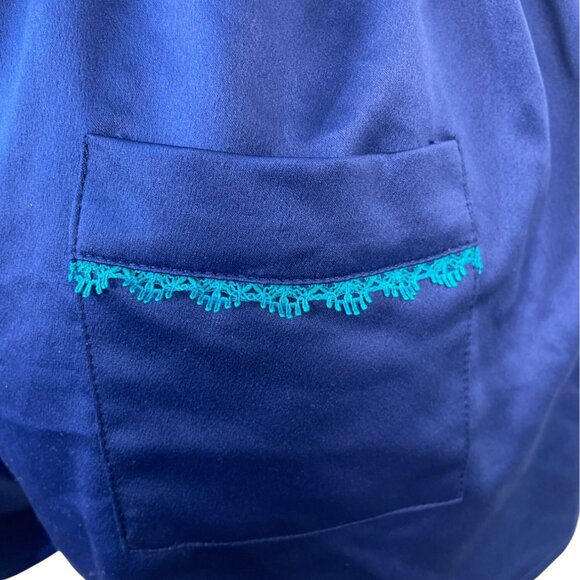 Flora Nikrooz 2-Piece Pajama Set Navy Blue Button-Up Top & Shorts Sz M - New - Picture 8 of 13